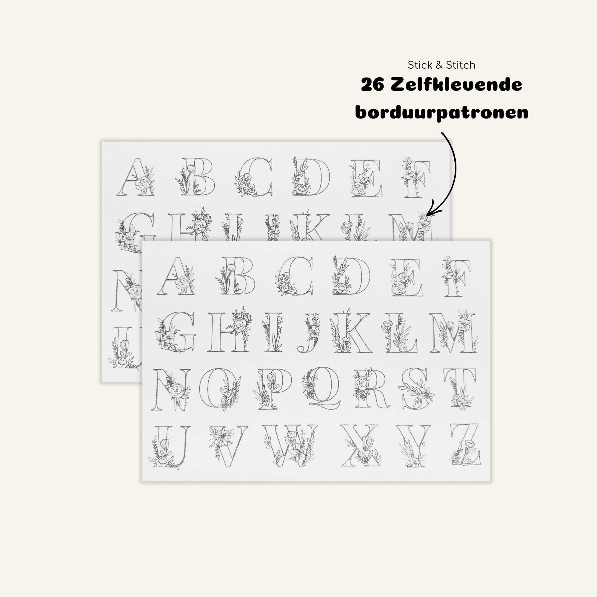 Oplosbare borduurpatronen Alfabet