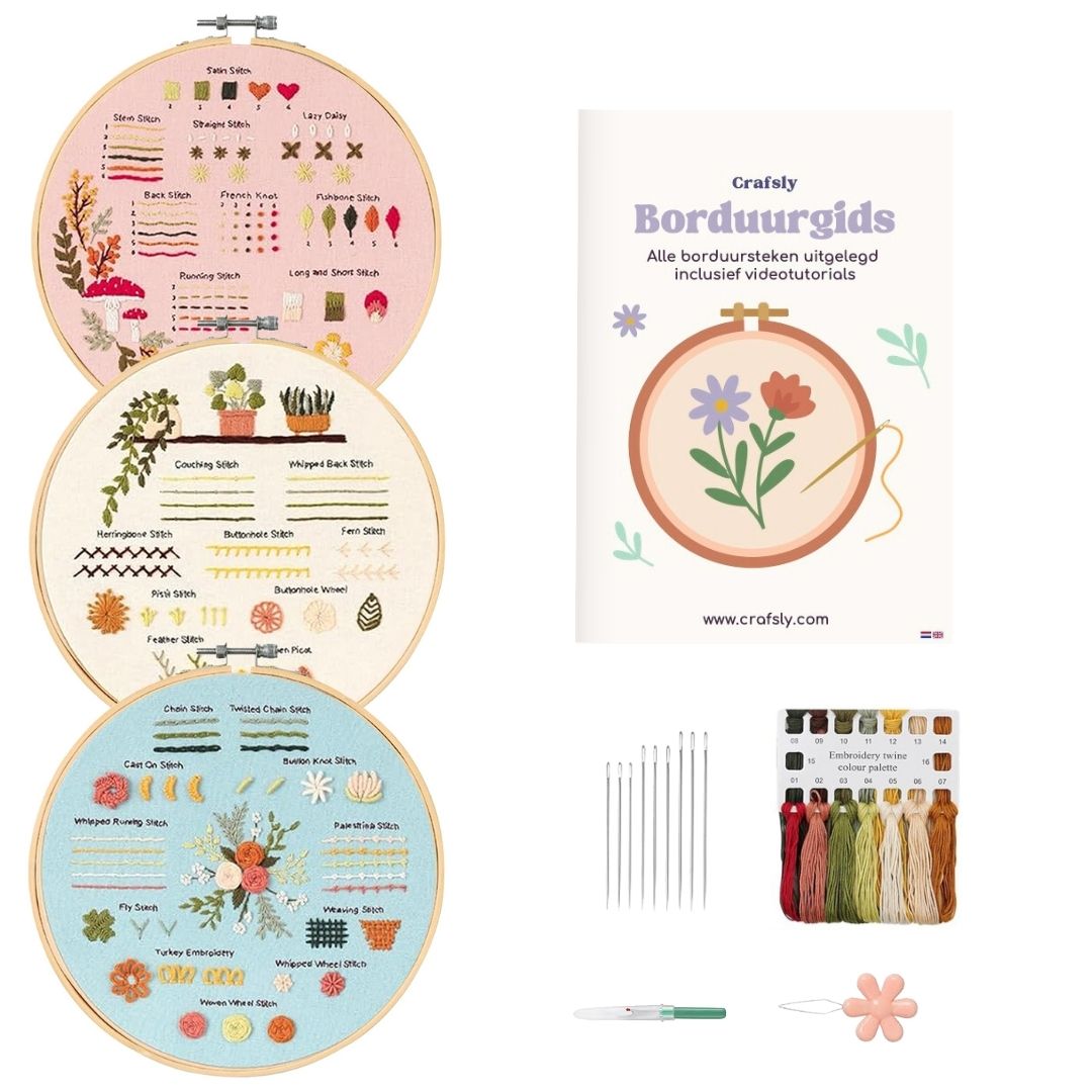 Borduurpakket voor beginners - Leer 30 verschillende steken
