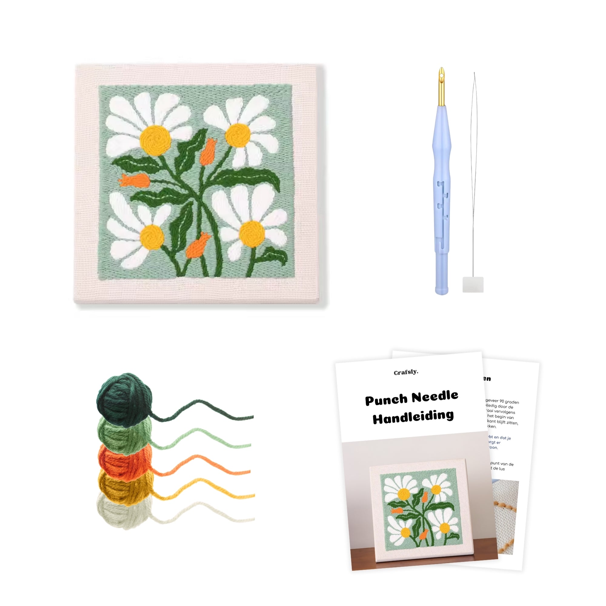 Punch needle pakket groen