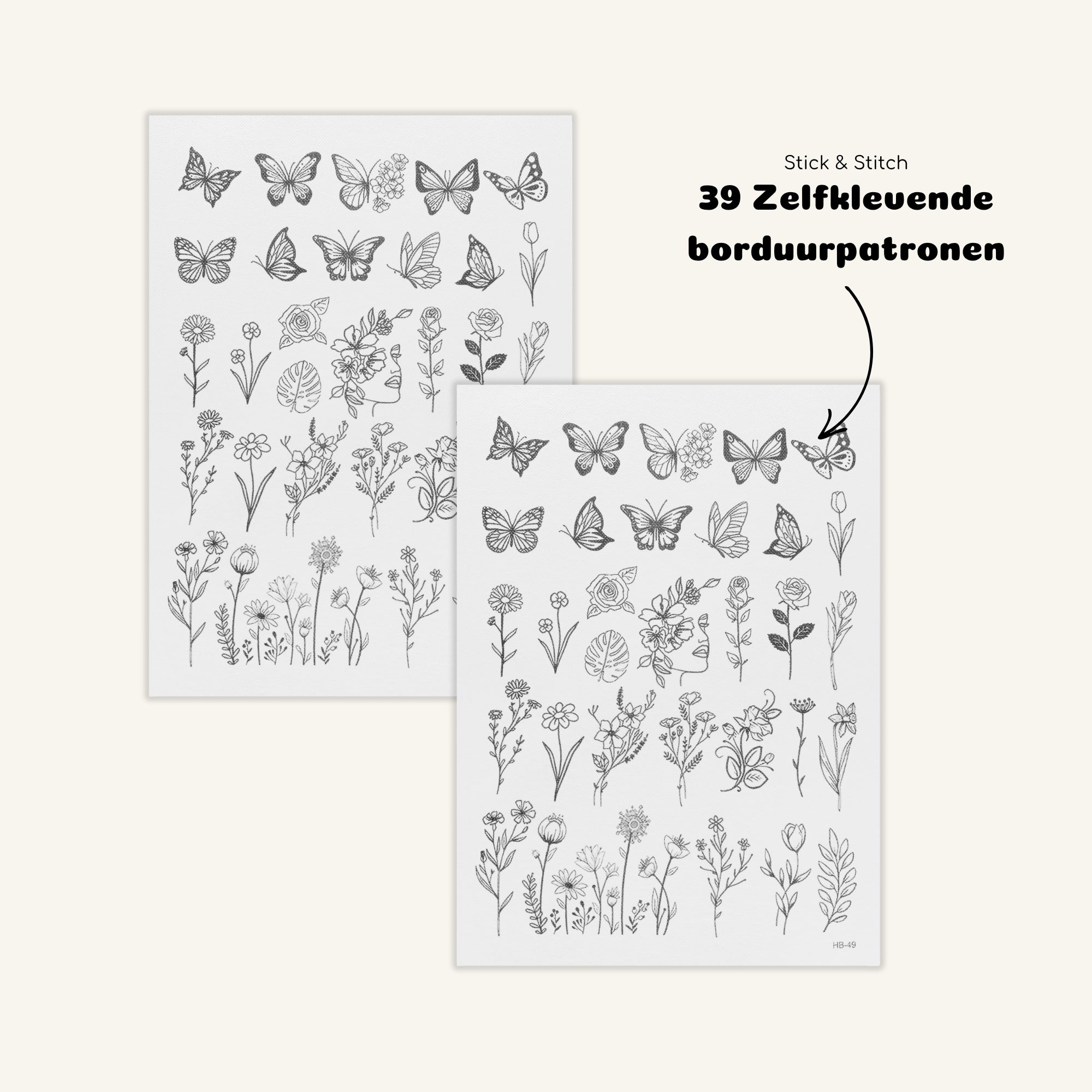 Oplosbare borduurpatronen vlinders & bloemen