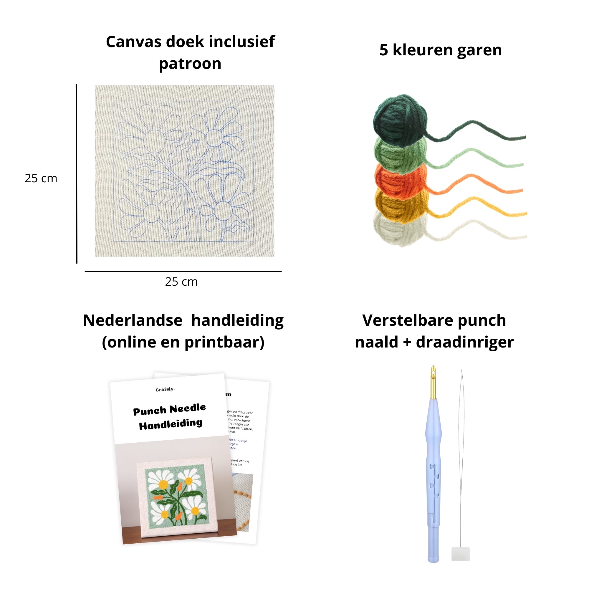 Punch needle pakket groen