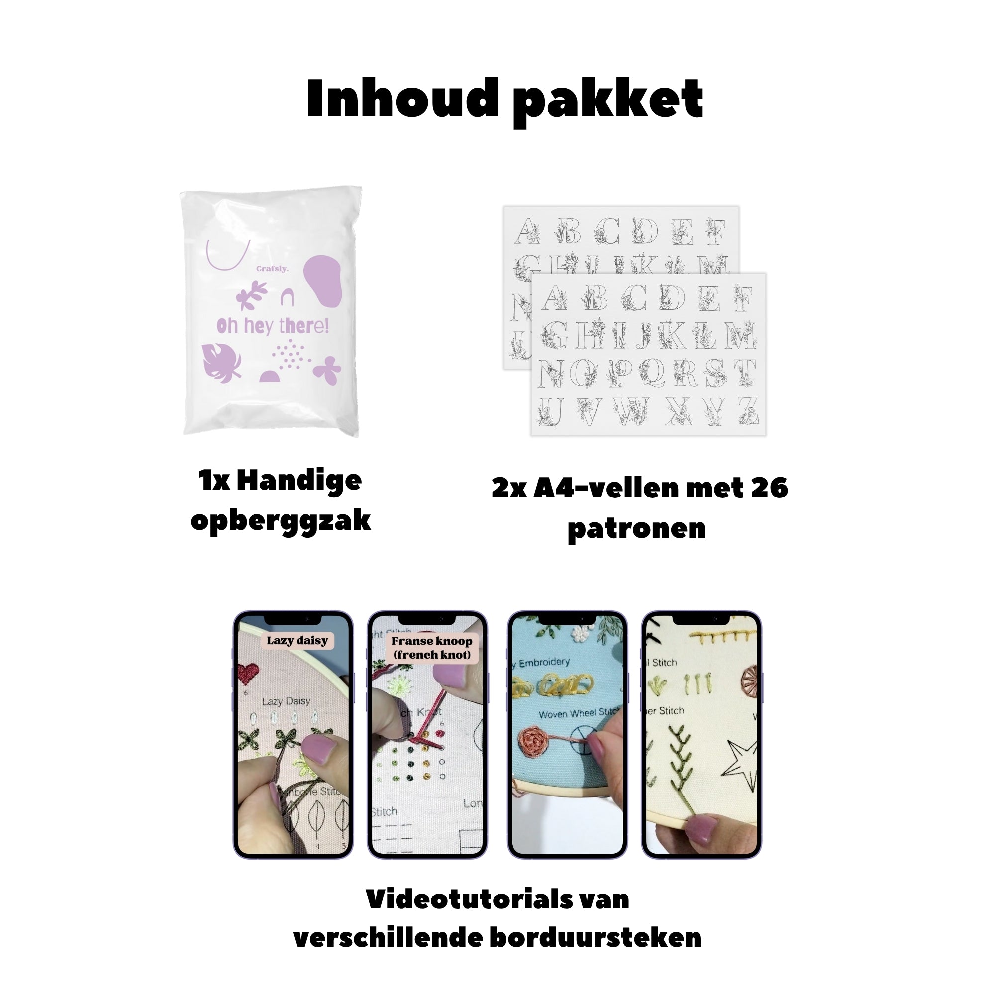 Oplosbare borduurpatronen Alfabet