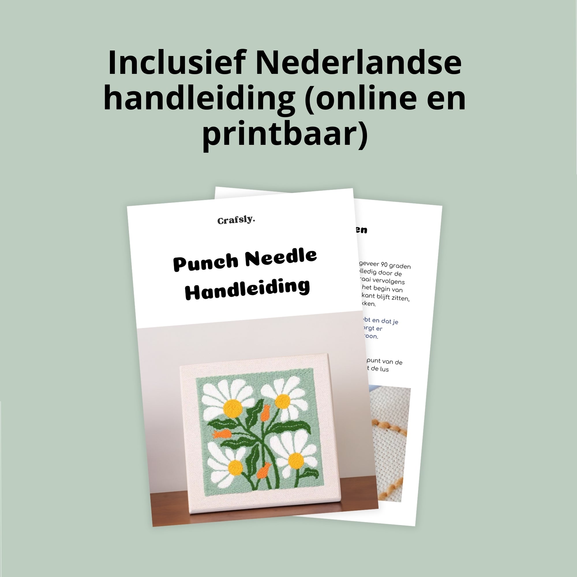 Punch needle pakket groen