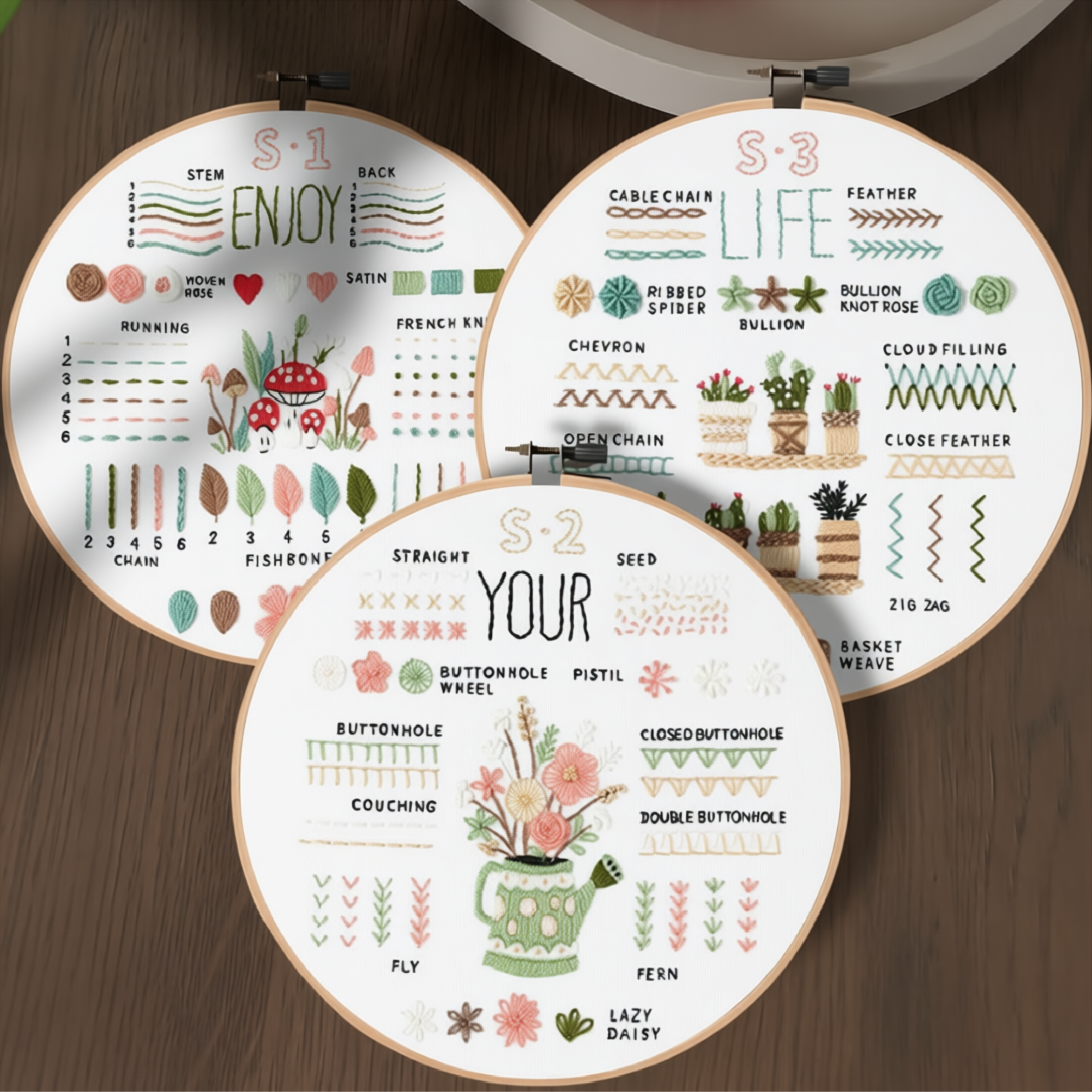 Borduurpakket voor beginners - Leer 30 verschillende steken wit