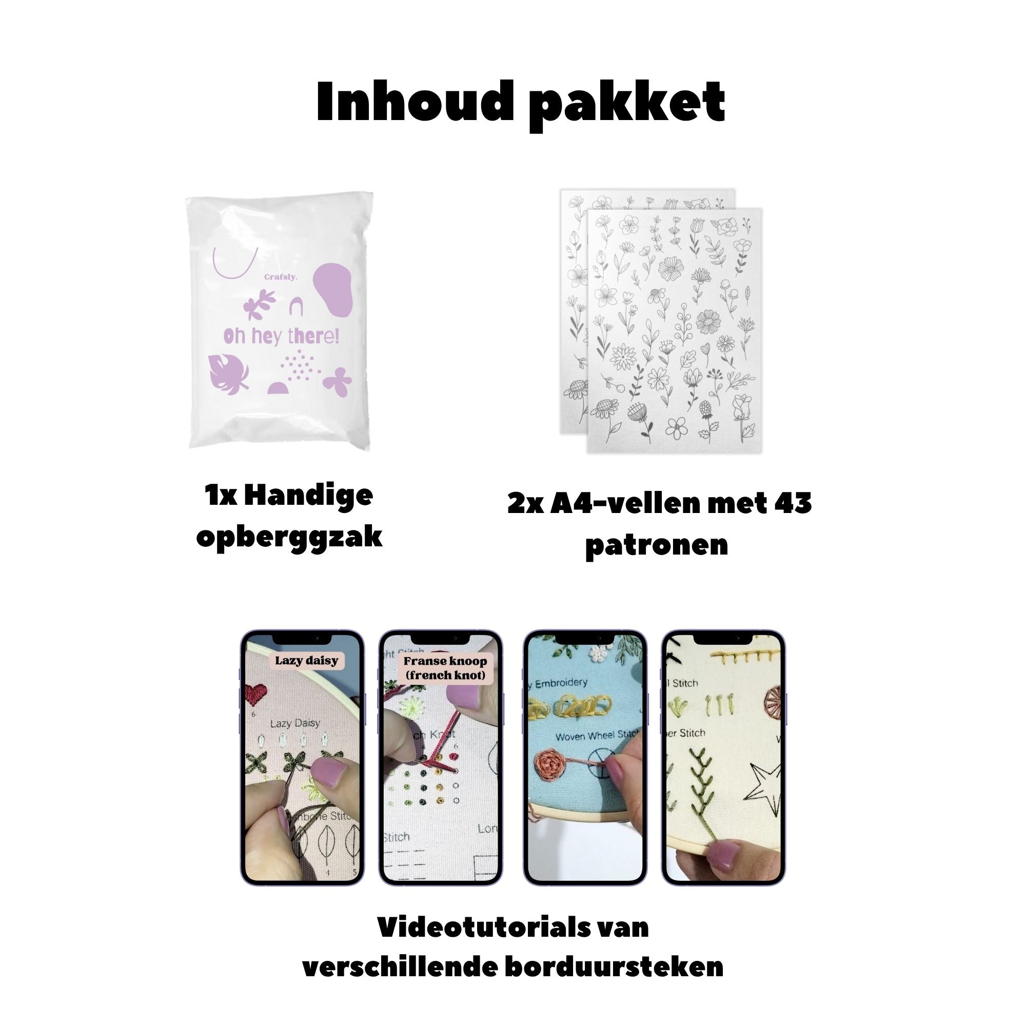 Oplosbare borduurpatronen bloemen