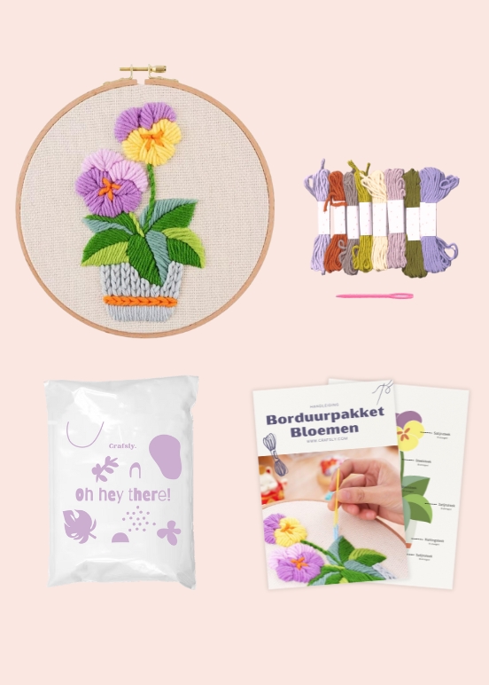 Crafsly borduurpakket bloem in potje